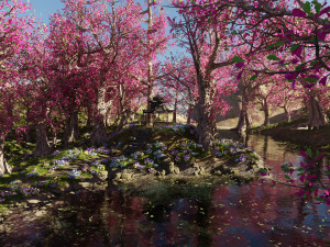 Japanese Gazebo Scene 3D Model