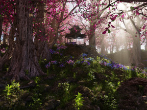 Japanese Gazebo Scene 3D Model