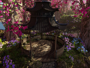Japanese Gazebo Scene 3D Model