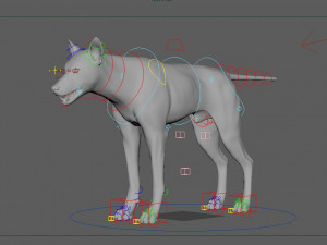 realistic wolf animated rigged Model 3D