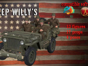 Jeep willys MB 1944 hd txt4K Modelo 3D