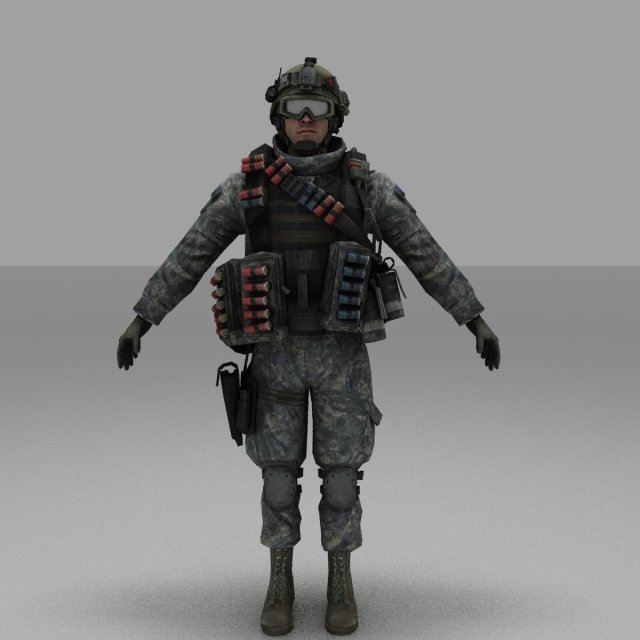 soldier combat soliter character Model 3D .c4d .max .obj .3ds .fbx .stl .blend 