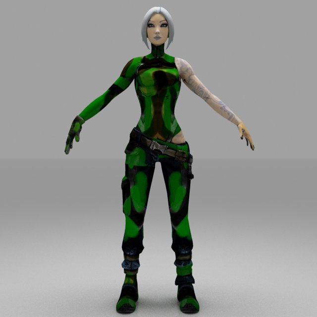 soldier character cartoon girls 3D Model .c4d .max .obj .3ds .fbx .stl .blend 