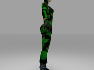 soldier character cartoon girls 3D Model