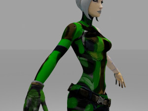 soldier character cartoon girls 3D Model