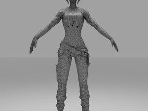 soldier character cartoon girls 3D Model