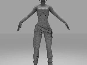 soldier character cartoon girls 3D Model
