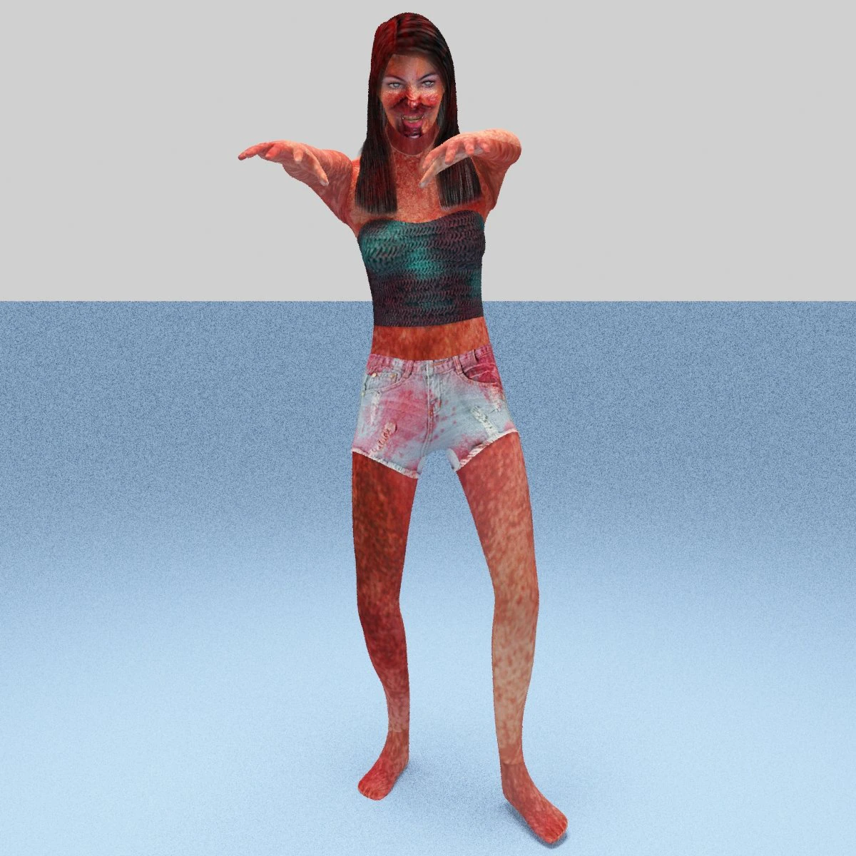 zombie female 3D Model .c4d .max .obj .3ds .fbx .stl .blend