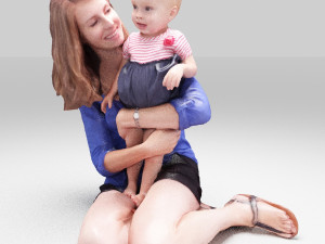 girls and baby Modèle 3D