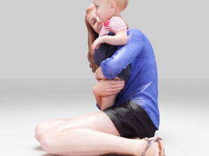 girls and baby Modèle 3D