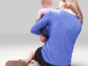 girls and baby Modèle 3D