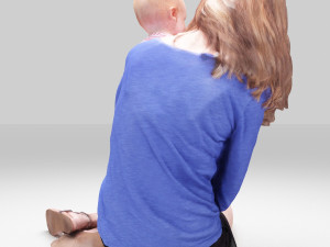 girls and baby Modèle 3D