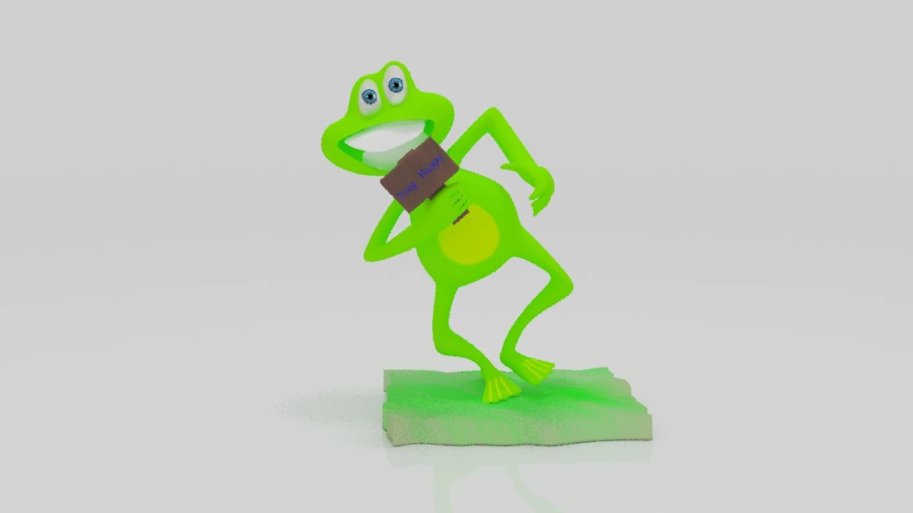 개구리 행복한 캐릭터 3D 프린트 모델 .c4d .max .obj .3ds .fbx .stl .blend 