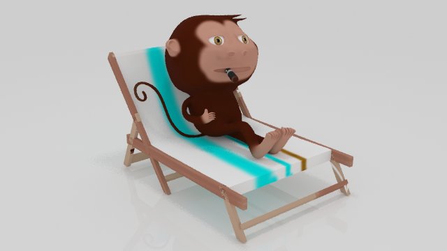 Monkey relaxing with a cigarette 3D miniature table 3D 프린트 모델 .c4d .max .obj .3ds .fbx .stl .blend 