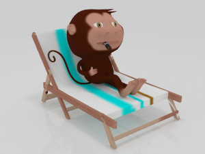 Monkey relaxing with a cigarette 3D miniature table 3D-printmodel