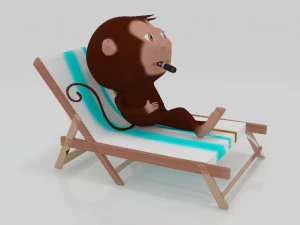 Monkey relaxing with a cigarette 3D miniature table 3D Print Model