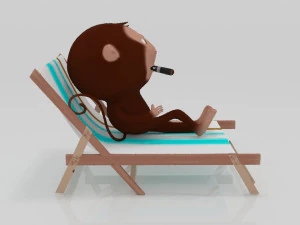 Monkey relaxing with a cigarette 3D miniature table 3D Print Model