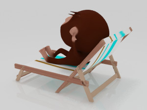 Monkey relaxing with a cigarette 3D miniature table 3D 프린트 모델