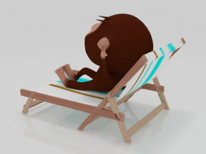 Monkey relaxing with a cigarette 3D miniature table 3D Print Model