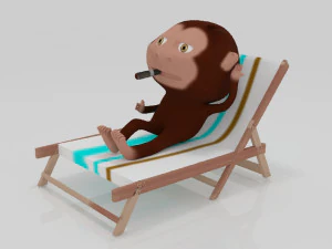 Monkey relaxing with a cigarette 3D miniature table 3D Print Model