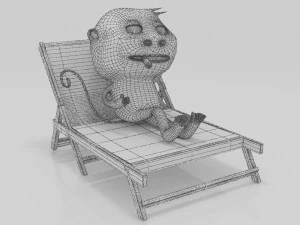 Monkey relaxing with a cigarette 3D miniature table 3D Print Model