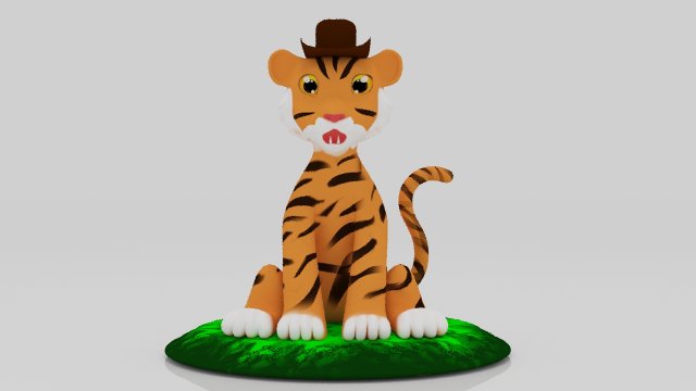 Tiger sitdown 3Dminiature table Modèles 3D en vedette .c4d .max .obj .3ds .fbx .stl .blend 