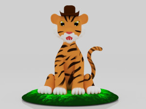 Tiger sitdown 3Dminiature table 3D-printmodel
