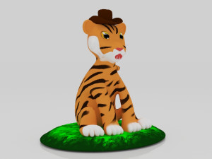 Tiger sitdown 3Dminiature table Modèles 3D en vedette