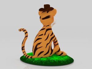 Tiger sitdown 3Dminiature table Modèles 3D en vedette