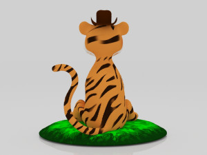Tiger sitdown 3Dminiature table Modèles 3D en vedette