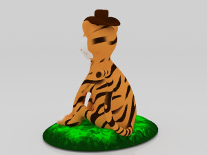Tiger sitdown 3Dminiature table Modèles 3D en vedette