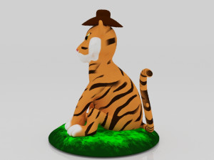 Tiger sitdown 3Dminiature table Modèles 3D en vedette
