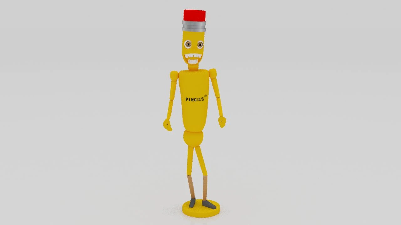 Pencil character 3Dminiature 3D Print Model .c4d .max .obj .3ds .fbx .stl .blend 