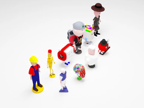 Charakterpaket 3D-Drucker-Miniatur 3D Modell