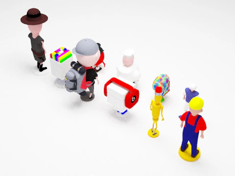 Charakterpaket 3D-Drucker-Miniatur 3D Modell