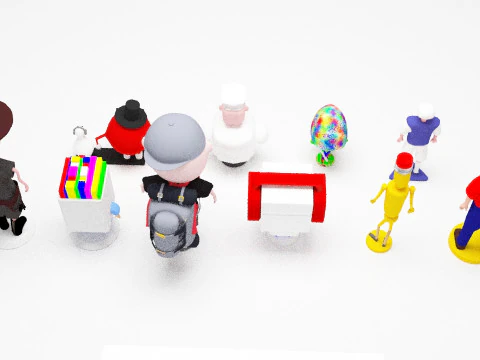 Charakterpaket 3D-Drucker-Miniatur 3D Modell