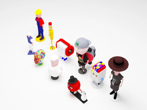 Charakterpaket 3D-Drucker-Miniatur 3D Modell