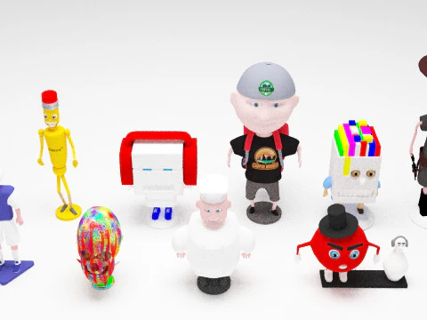 Charakterpaket 3D-Drucker-Miniatur 3D Modell