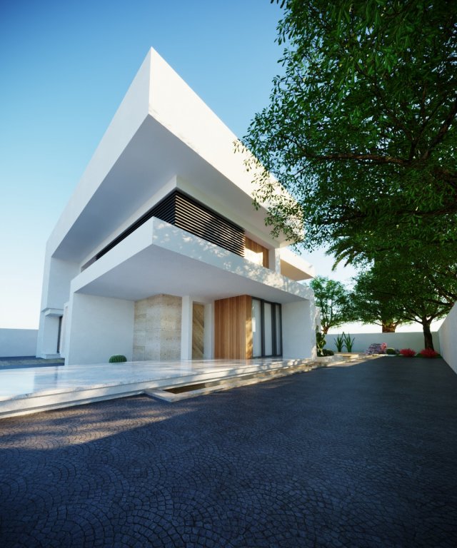 Modern model of a modern villa in the middle style Modèle 3D .c4d .max .obj .3ds .fbx .stl .blend 