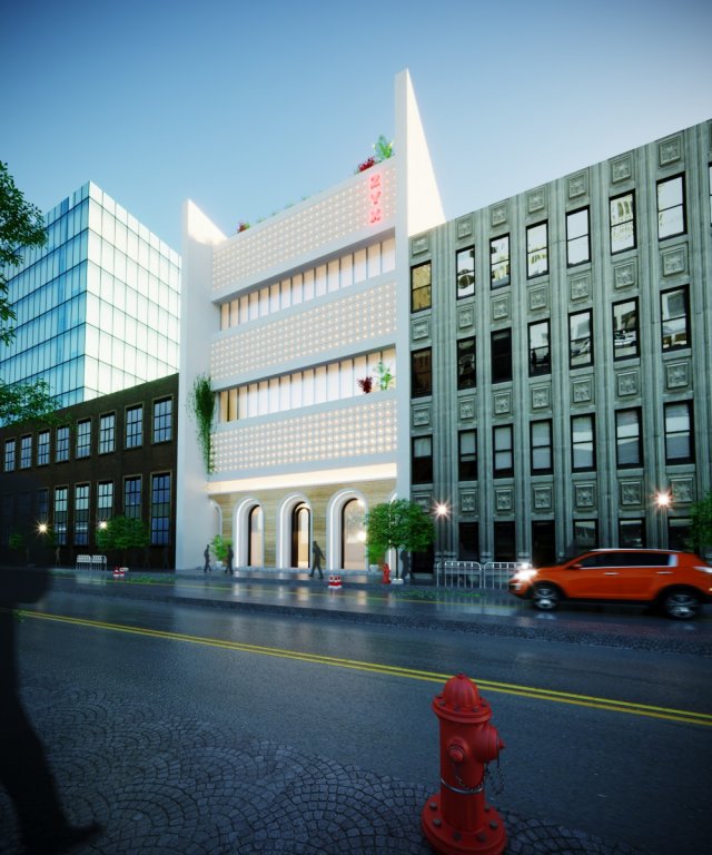 Modern administrative commercial building Modelo 3D .c4d .max .obj .3ds .fbx .stl .blend