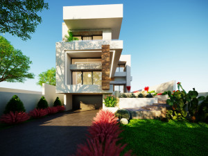 A model of a modern villa in the middle style 3D 모델