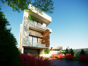 A model of a modern villa in the middle style 3D 모델