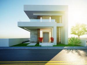 A model of a modern villa in the middle style 3D 모델