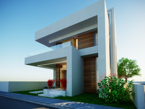 A model of a modern villa in the middle style 3D 모델