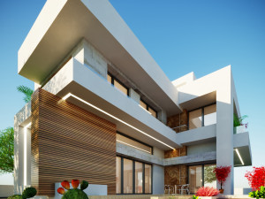 A model of a modern villa in the middle style 3D 모델