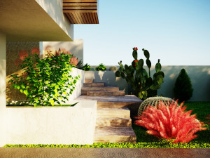 A model of a modern villa in the middle style 3D 모델