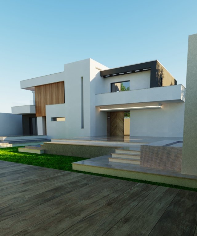 Modern villa model 1988 3D Модель .c4d .max .obj .3ds .fbx .stl .blend 