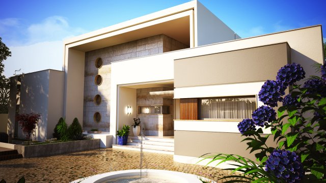 A modern beautiful and elegant house and villa 3D Model .c4d .max .obj .3ds .fbx .stl .blend 
