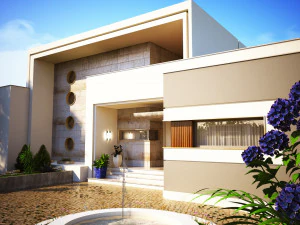 Ein modernes, sch&ouml;nes und elegantes Haus und eine Villa 3D Modell