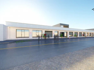 Modell einer Gruppe kommerzieller Gesch&auml;fte an der Hauptstra&szlig;e 3D Modell